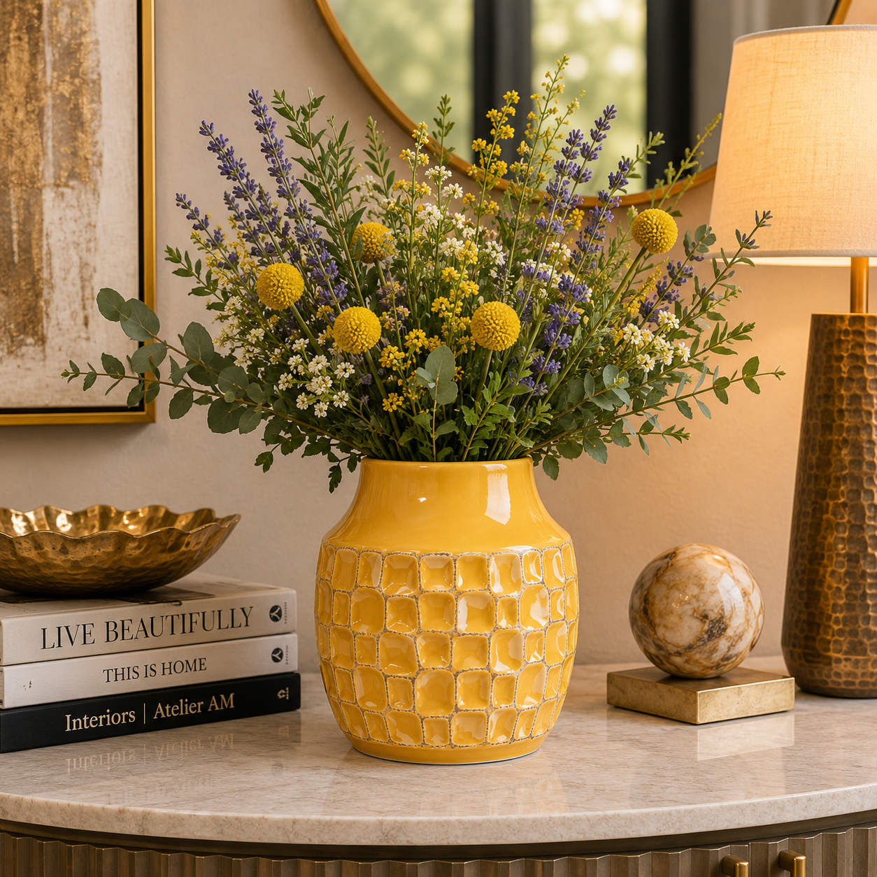 Marla Textured Bellied Ceramic Vase