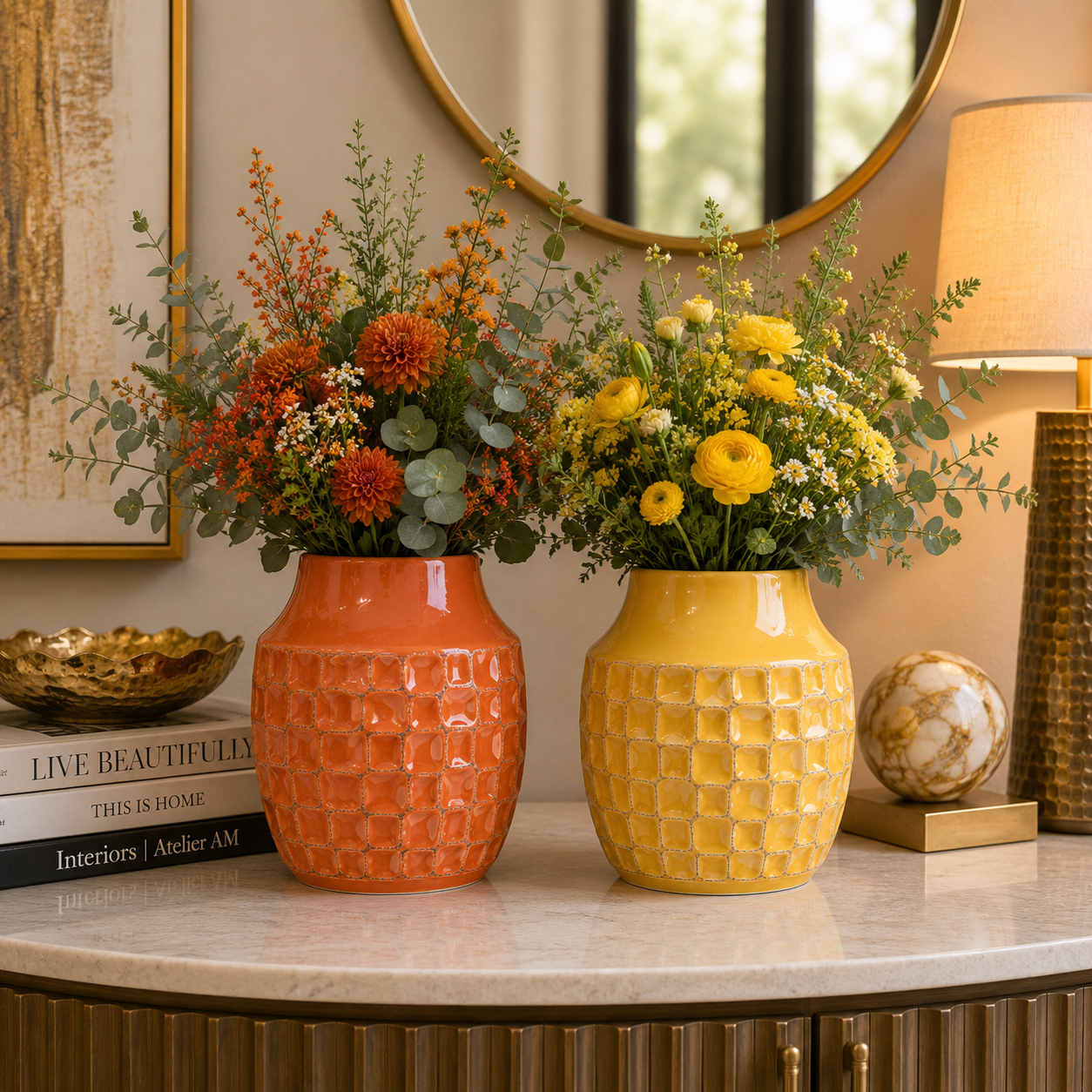 Marla Textured Bellied Ceramic Vase