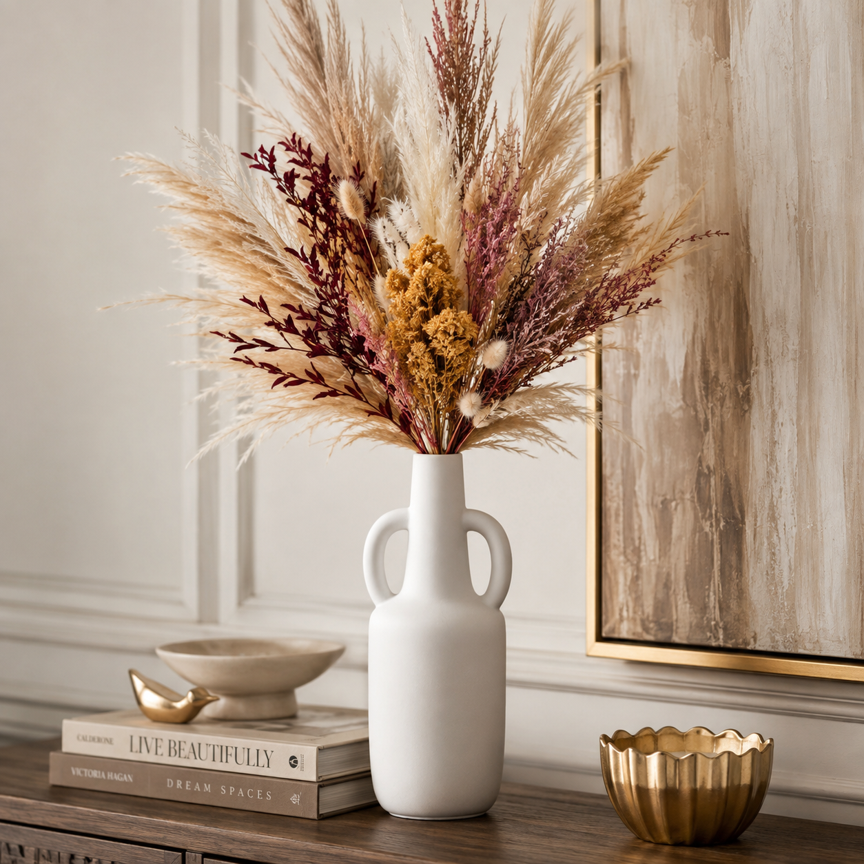 Milenne White Ring-Handled Ceramic Vase