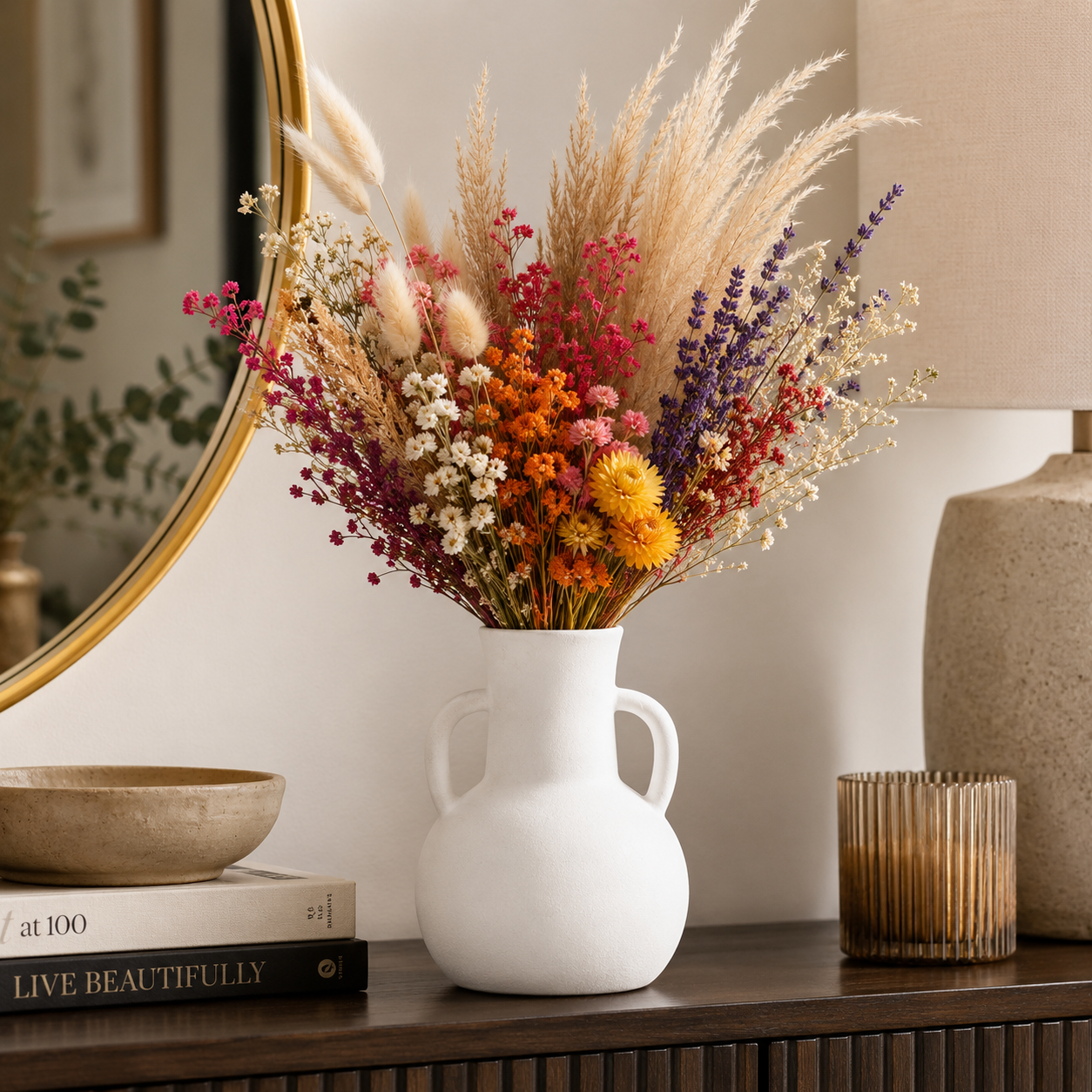 Milenne White Ring-Handled Ceramic Vase