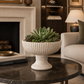 Briary Fluted Pedestal Cement Bowl Planter - Small