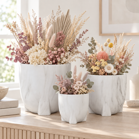 Myora Marble Tripod Planter Set (Set of 3)