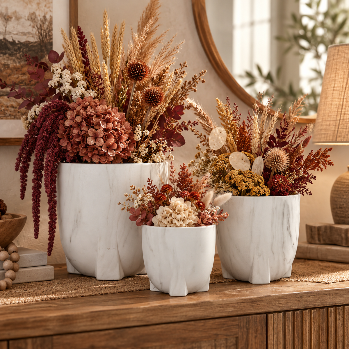 Myora Marble Tripod Planter Set (Set of 3)