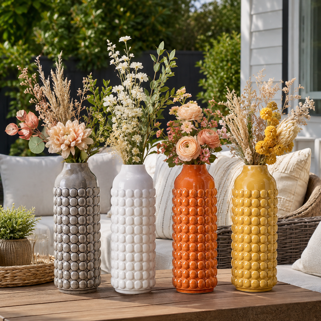 Nessa Round Bubbled Ceramic Vase