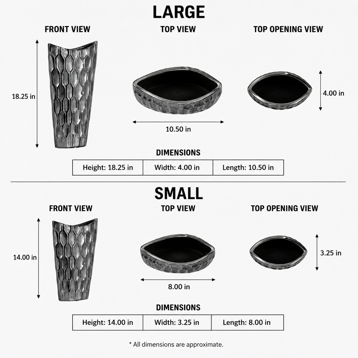 Niven Honeycomb Oval Metallic Vase