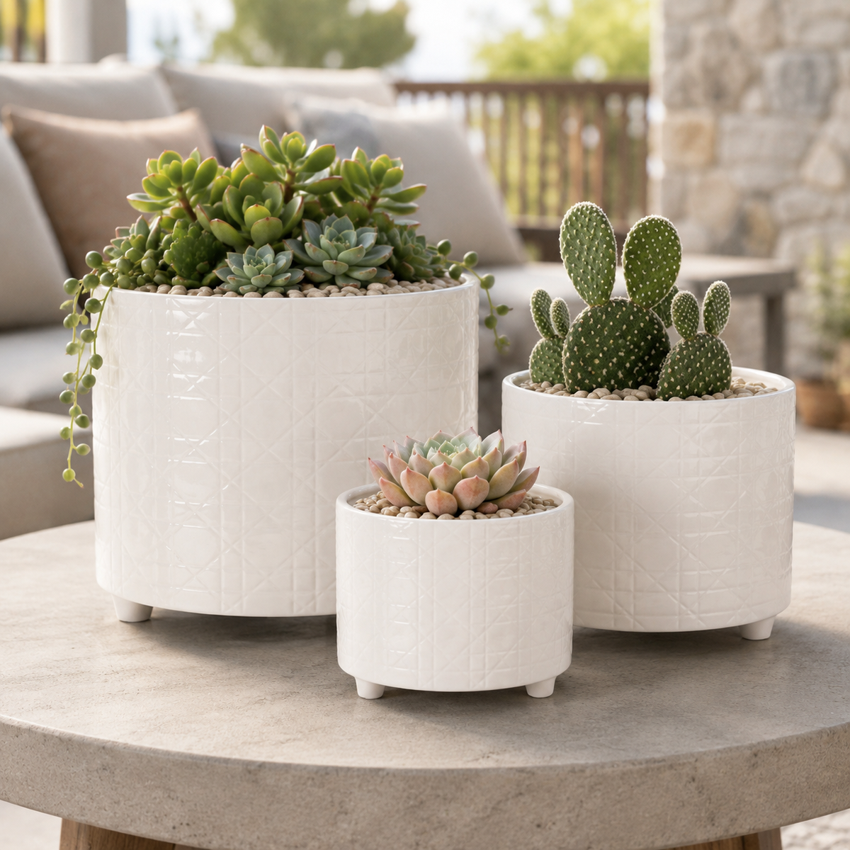 Ovie Diamond Ceramic Planters (Set of 3)