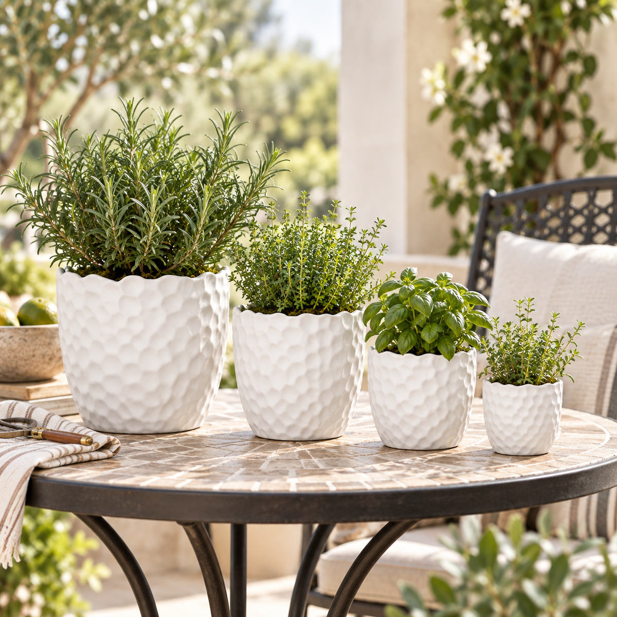 Portina Ceramic Round Planter Set (Set of 4)
