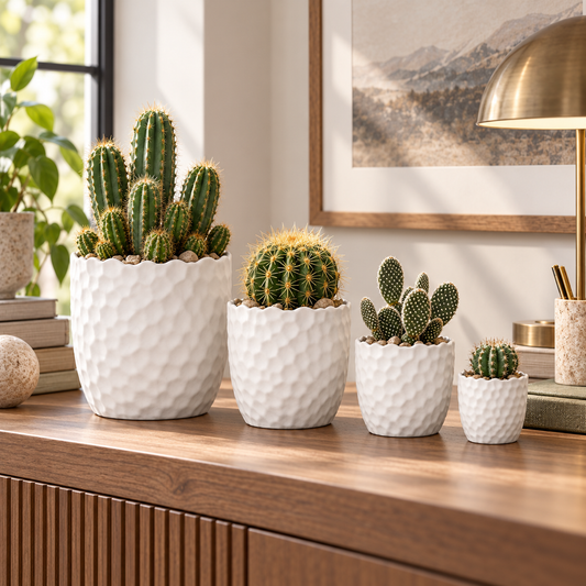 Portina Ceramic Round Planter Set (Set of 4)