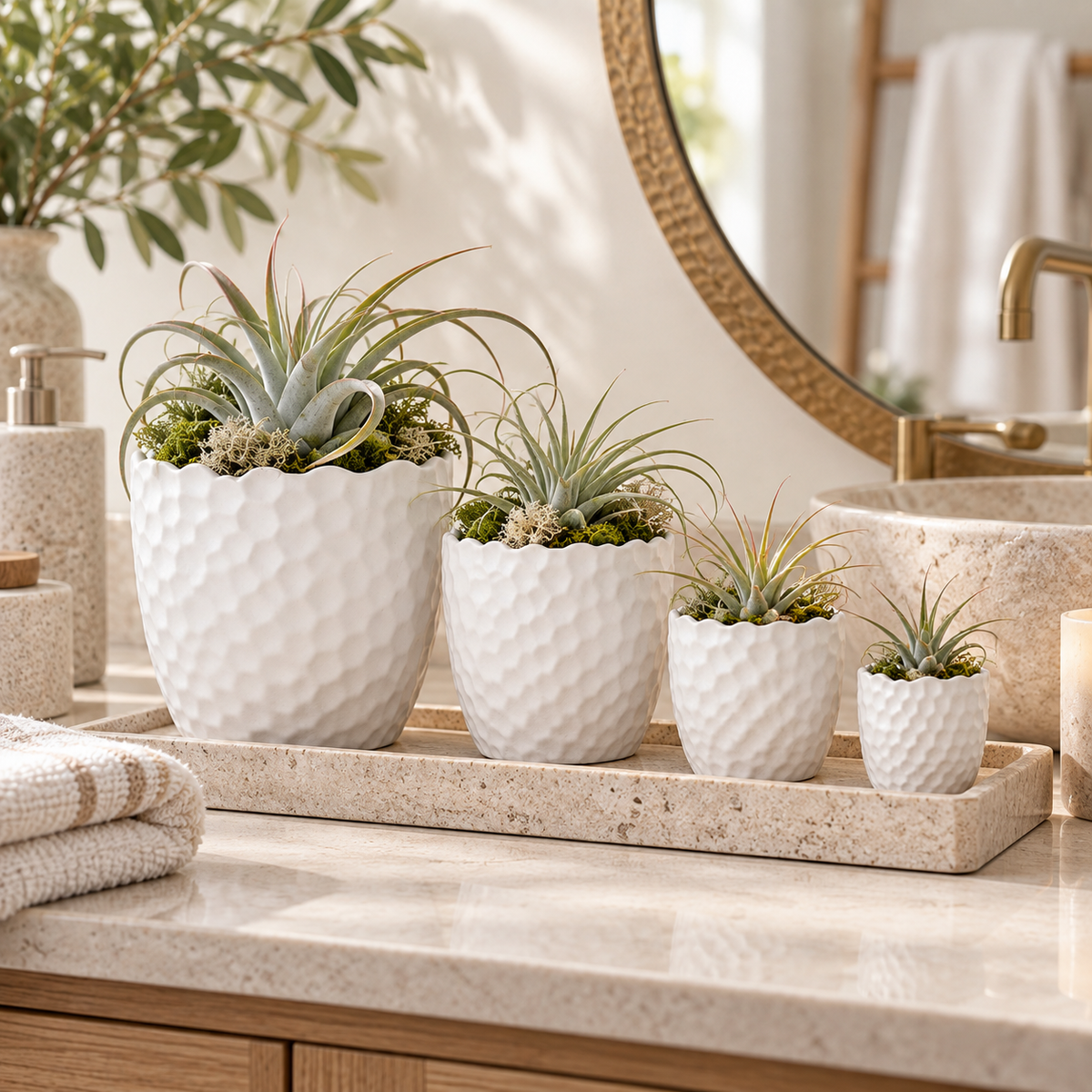 Portina Ceramic Round Planter Set (Set of 4)