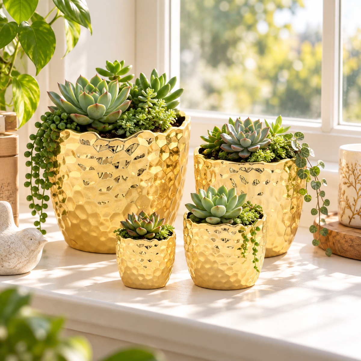 Portina Ceramic Round Planter Set (Set of 4)