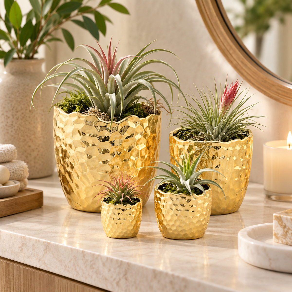 Portina Ceramic Round Planter Set (Set of 4)