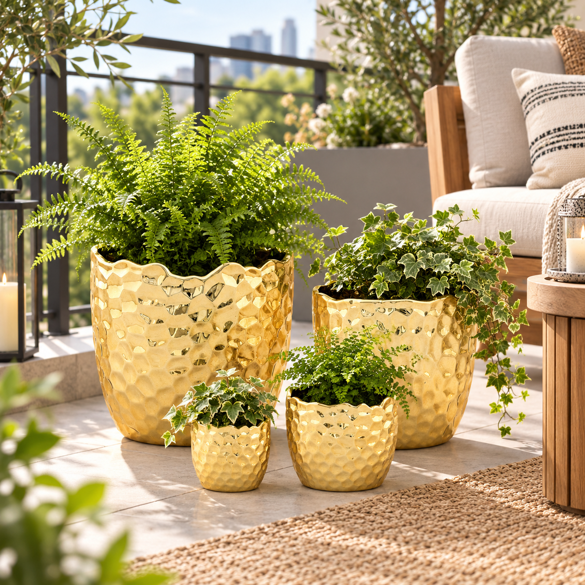 Portina Ceramic Round Planter Set (Set of 4)