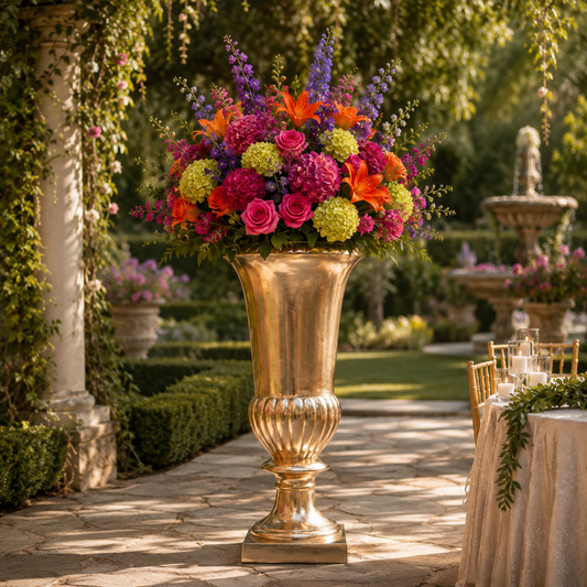 Quincy Fluted-Pedestal Fiberglass Urn - Large