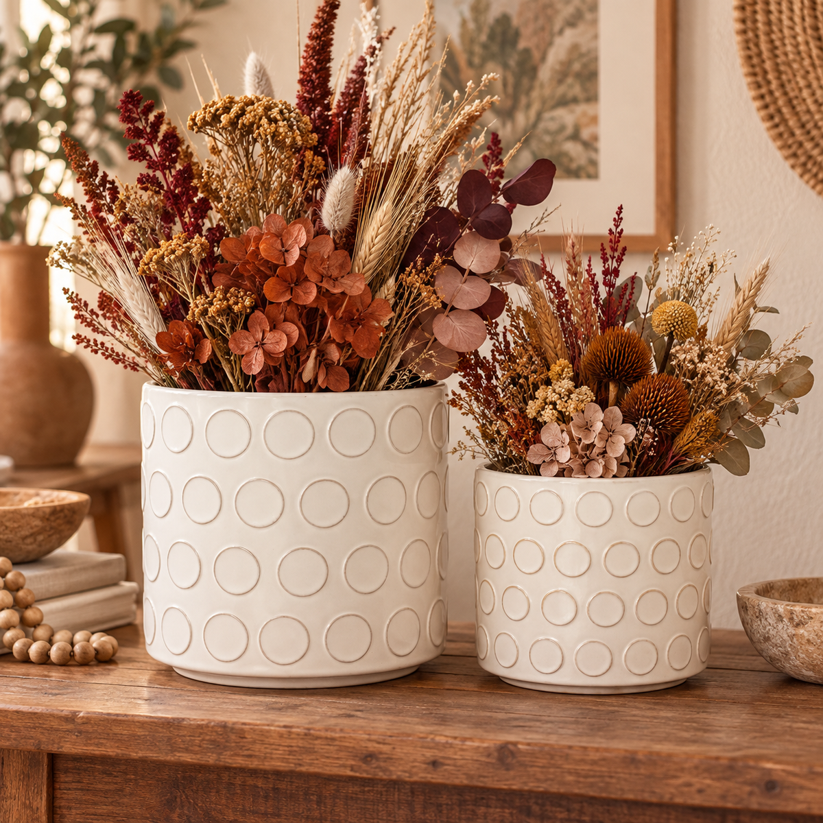Quinn Bubble Pattern Ceramic Planter Set (Set of 2)