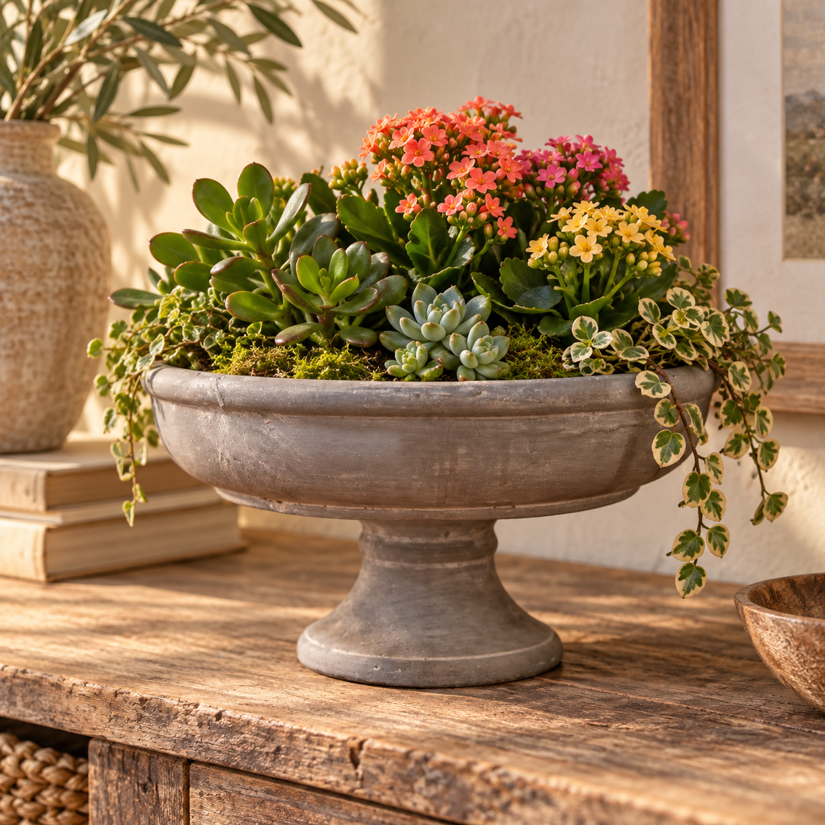 Rion Gray Cement Compote Bowl on Stand