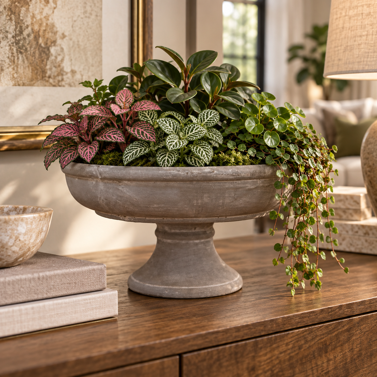 Rion Gray Cement Compote Bowl on Stand