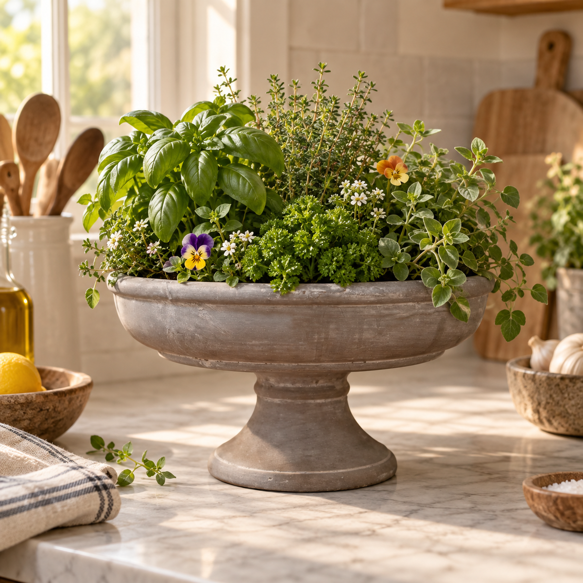 Rion Gray Cement Compote Bowl on Stand