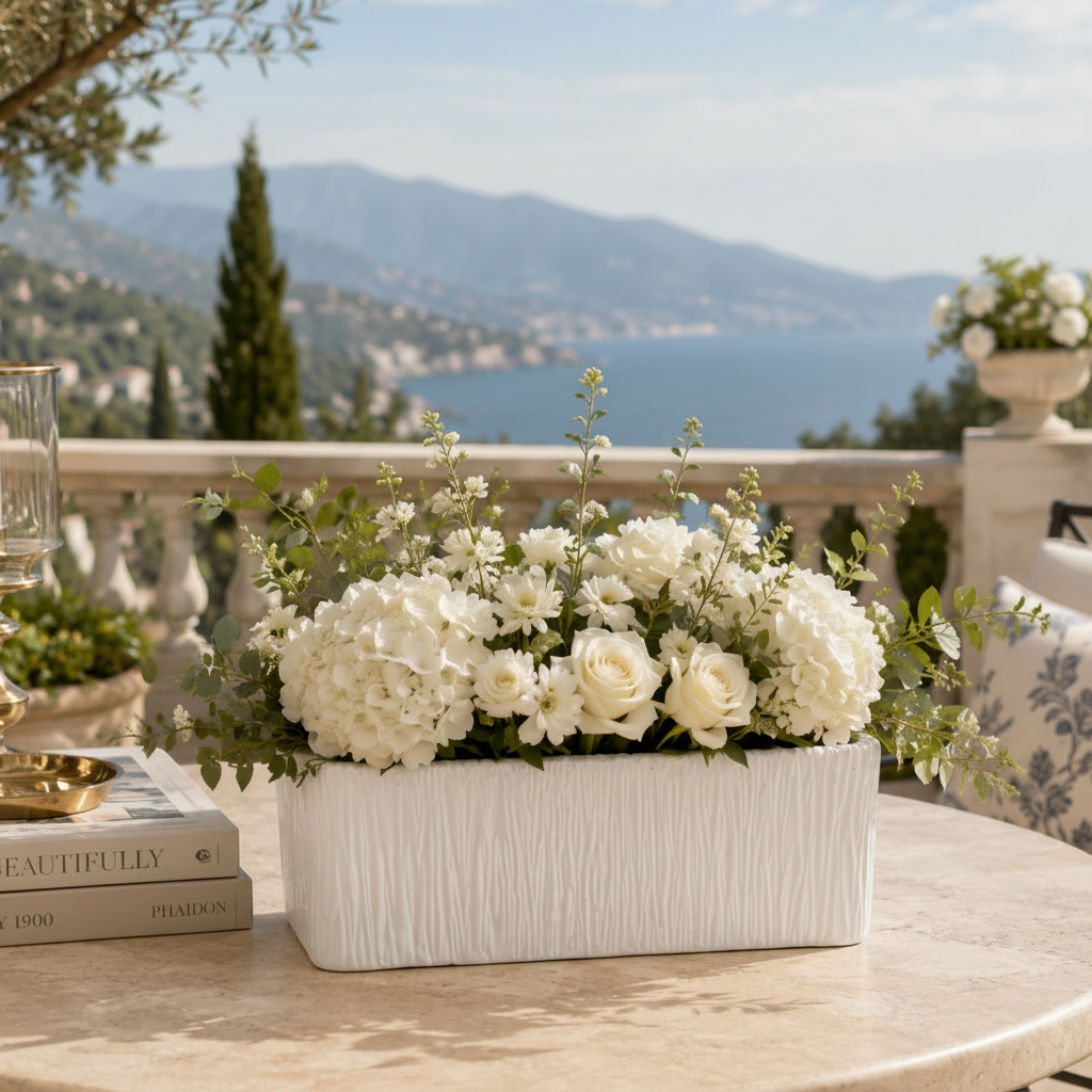 Rita Rectangular Embossed Planter - Large