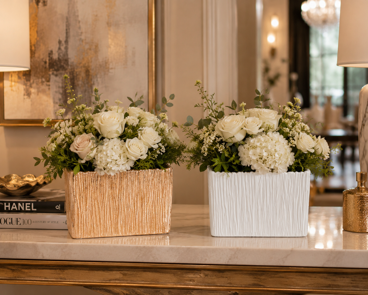 Rita Rectangular Embossed Planter - Small