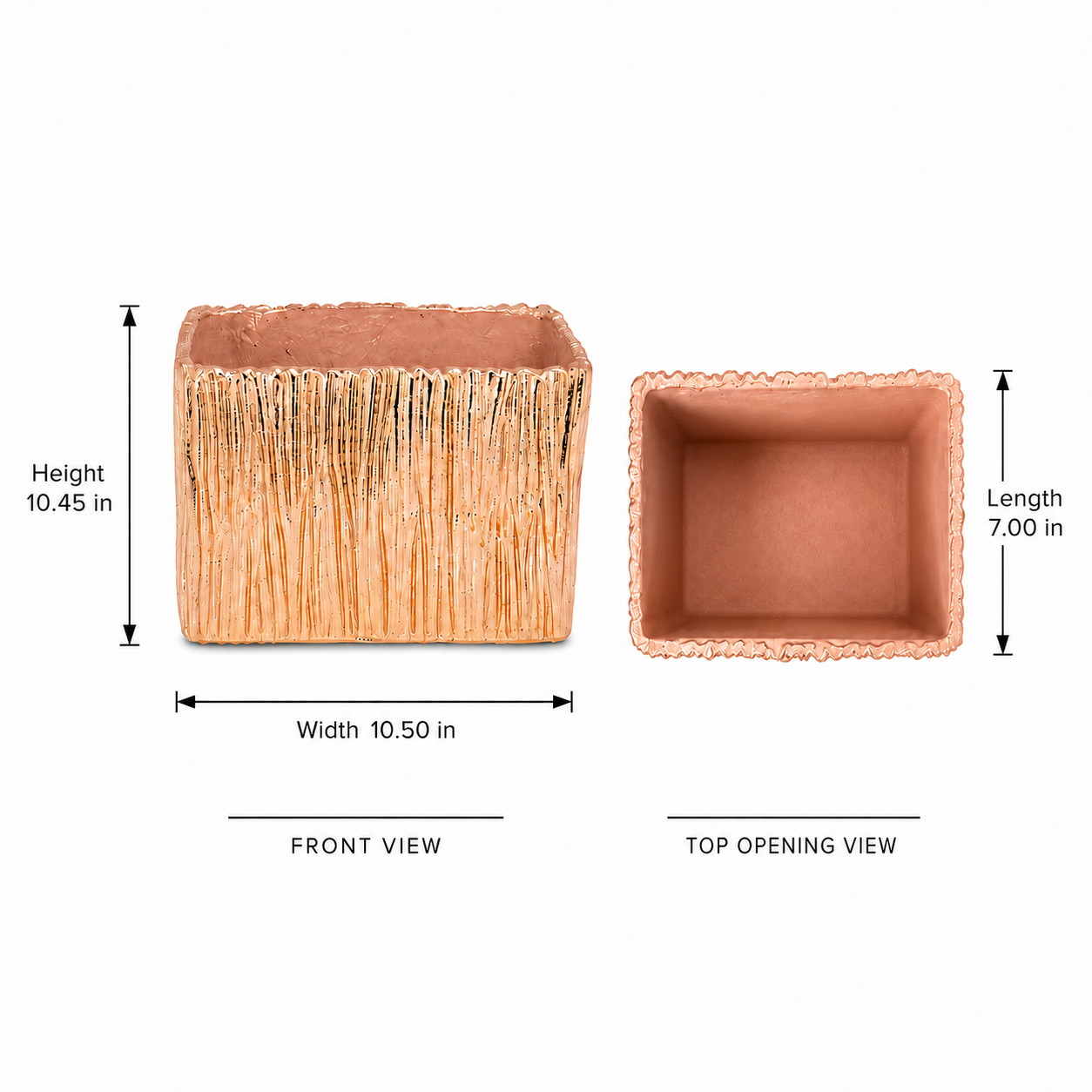 Rita Rectangular Embossed Planter - Small