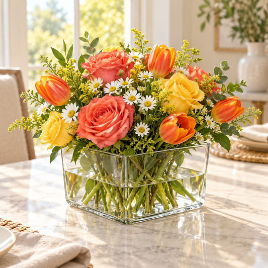 Cadenza Clear Glass Square Vase