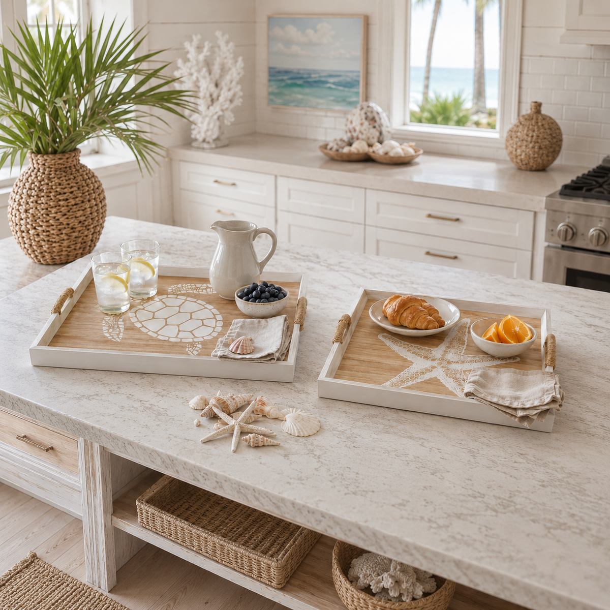 Saba Coastal Wood Serving Trays (Set of 2)