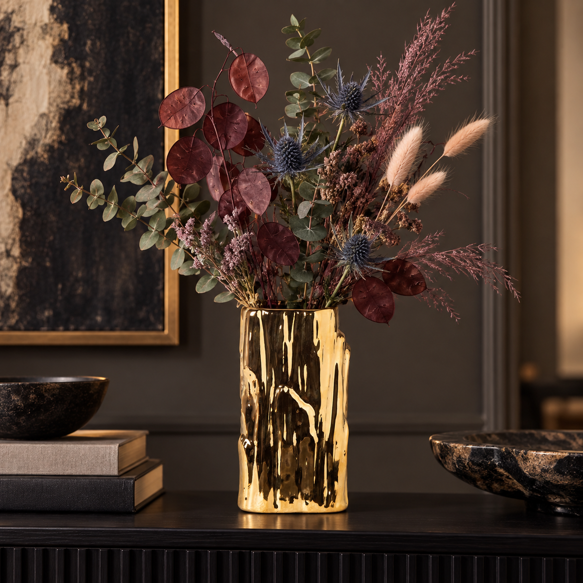 Sabine Ceramic Round Embossed Abstract Vase