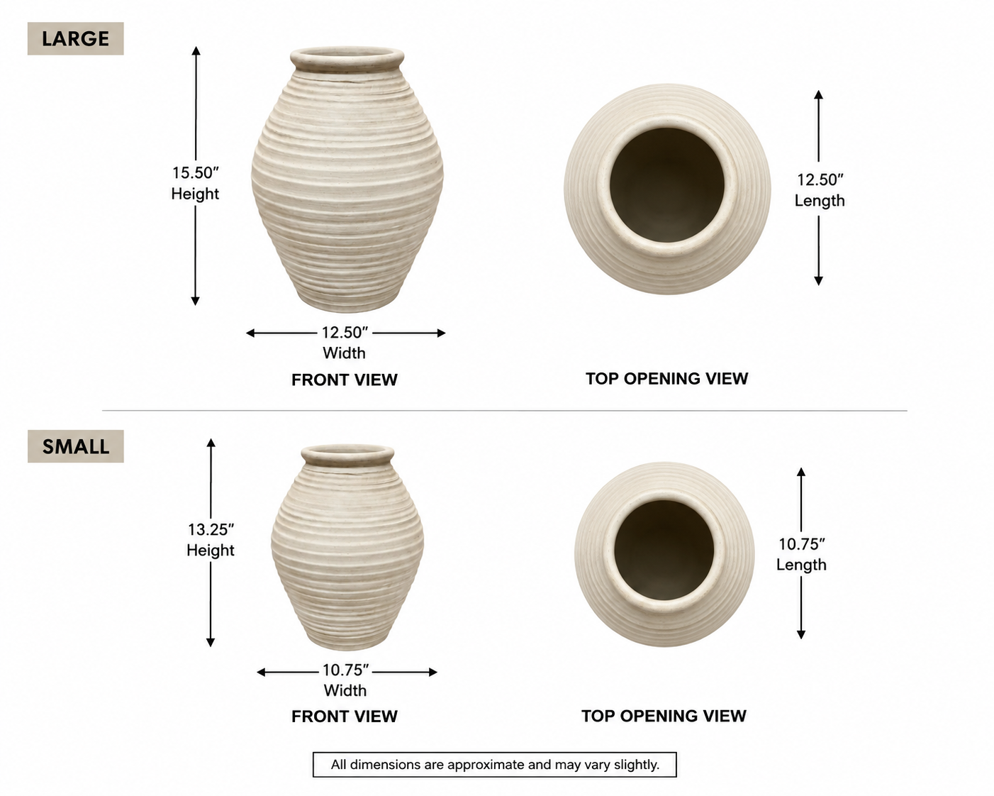 Sable Ribbed Terracotta Amphora Vase