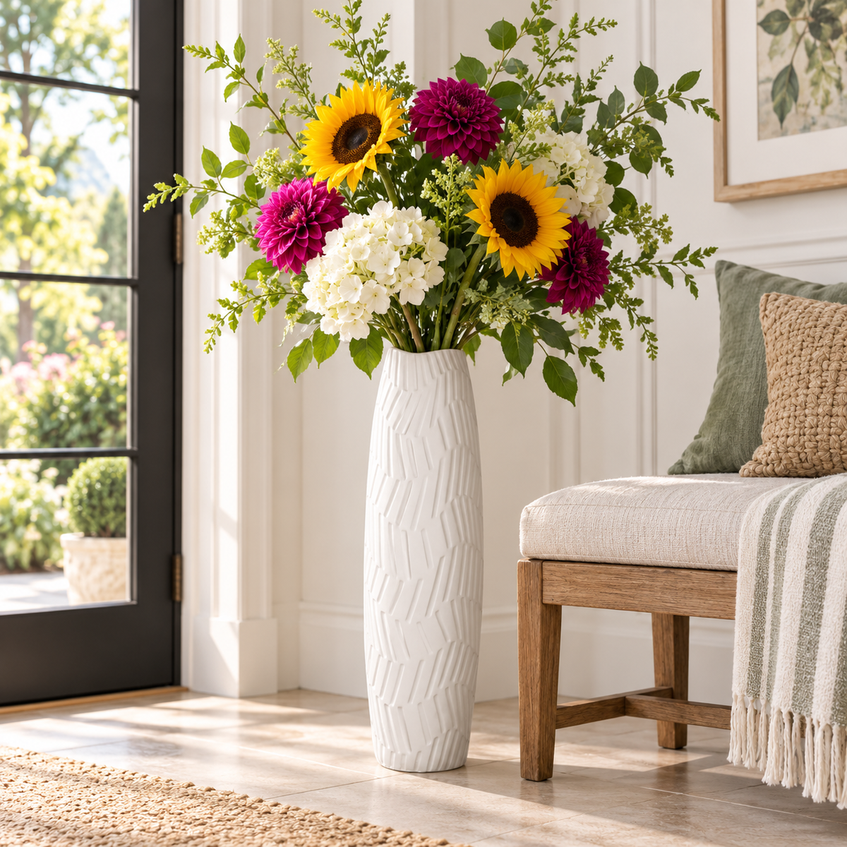 Seawave Engraved Pattern Ceramic Vase