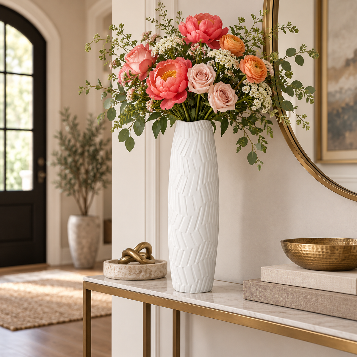 Seawave Engraved Pattern Ceramic Vase