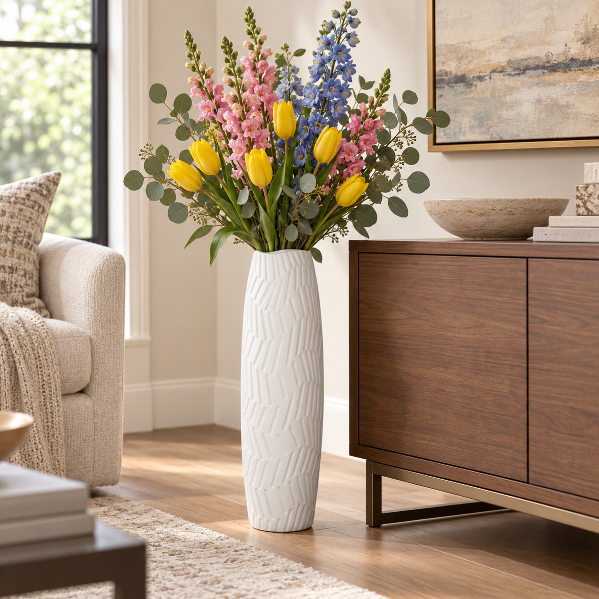 Seawave Engraved Pattern Ceramic Vase