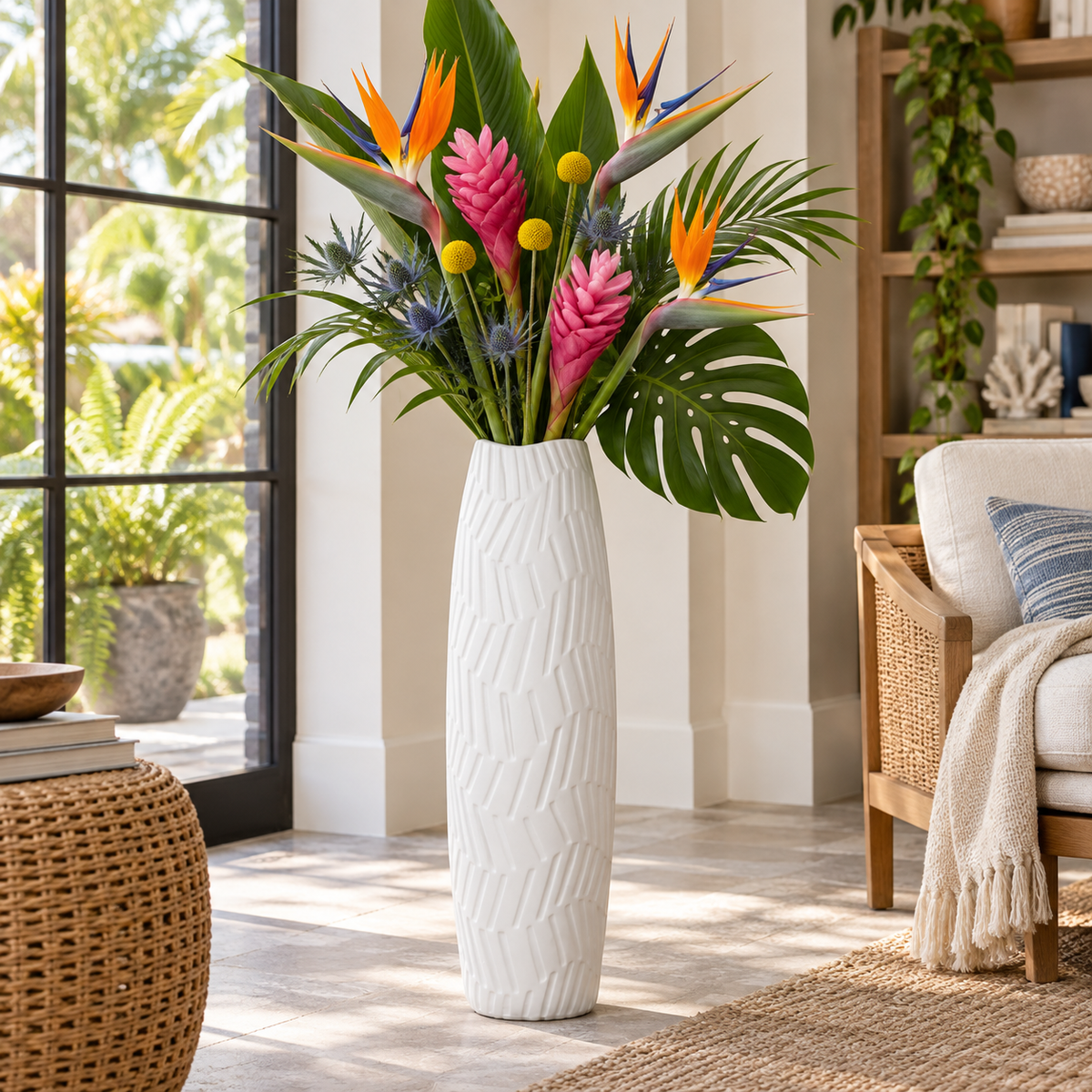 Seawave Engraved Pattern Ceramic Vase