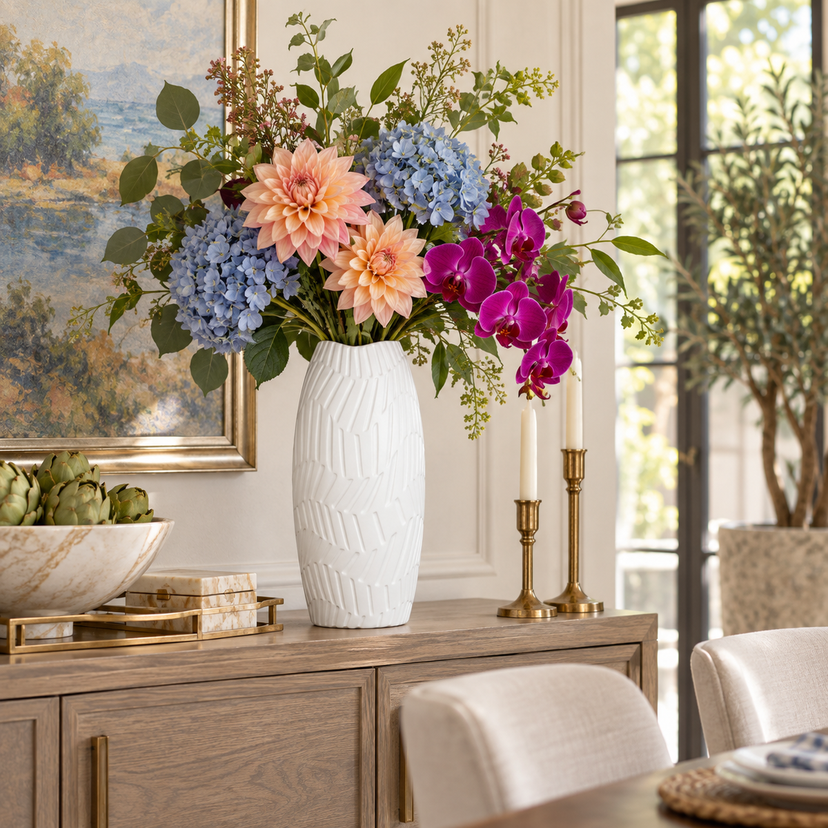 Seawave Engraved Pattern Ceramic Vase