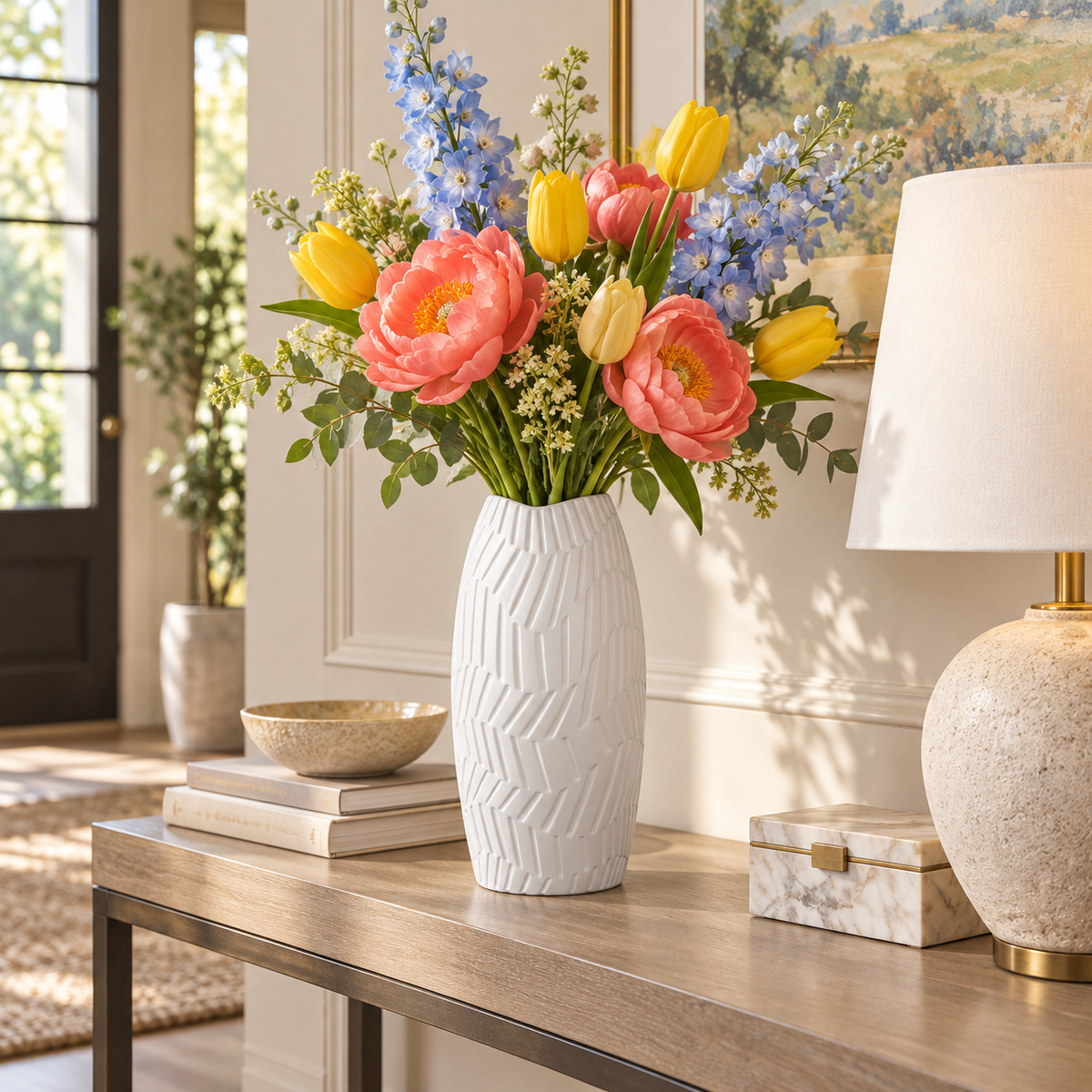 Seawave Engraved Pattern Ceramic Vase