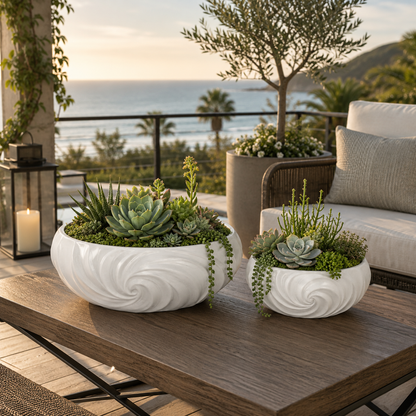 Zeinab Embossed Oval Planter Set (Set of 2)
