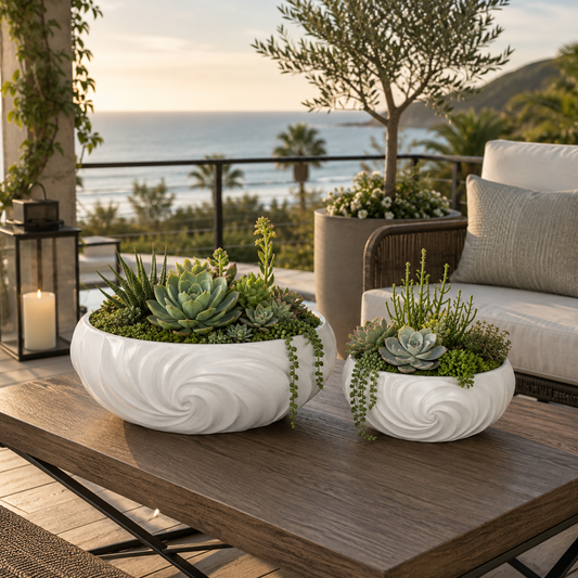 Zeinab Embossed Oval Planter Set (Set of 2)