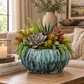 Shui Fluted Ceramic Planter with Organic Wide Opening