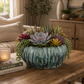 Shui Fluted Ceramic Planter with Organic Wide Opening