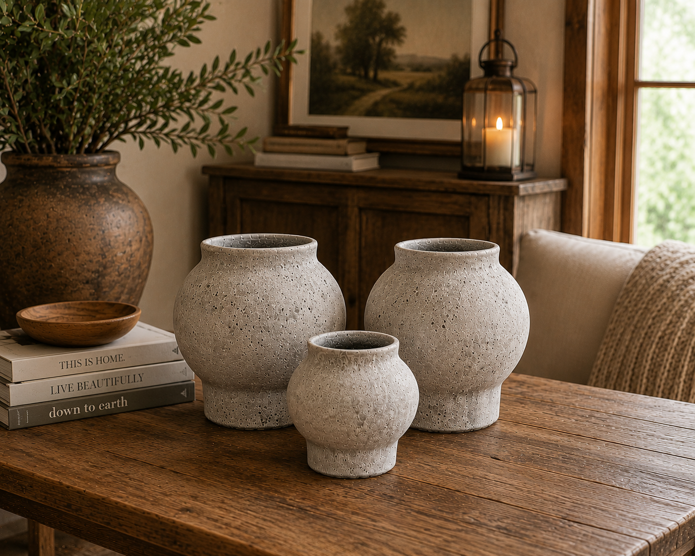Talia Textured Bulbous Terracotta Vase