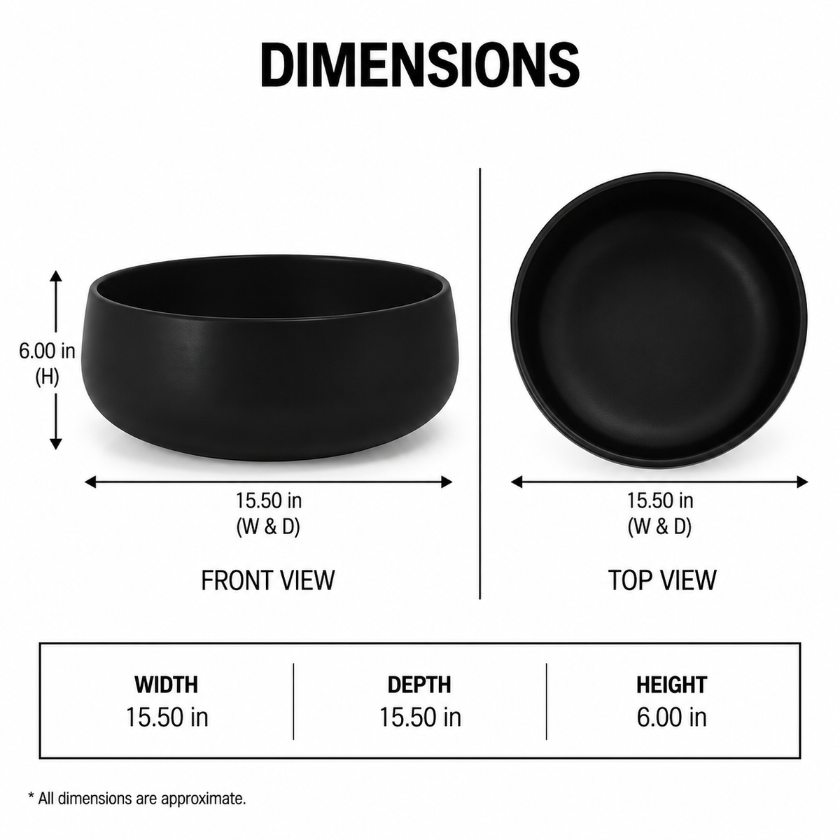 Tarnell Matte Black Dolomite Bowl