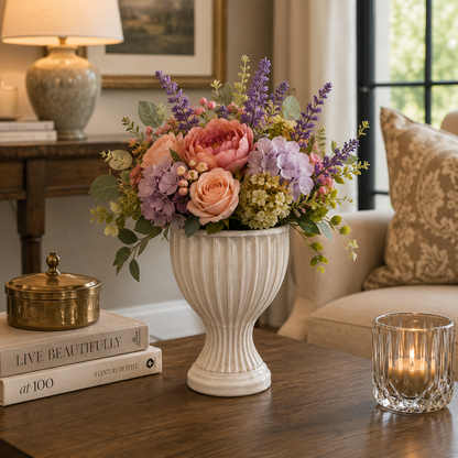 Vance Fluted Pedestal Ceramic Planter