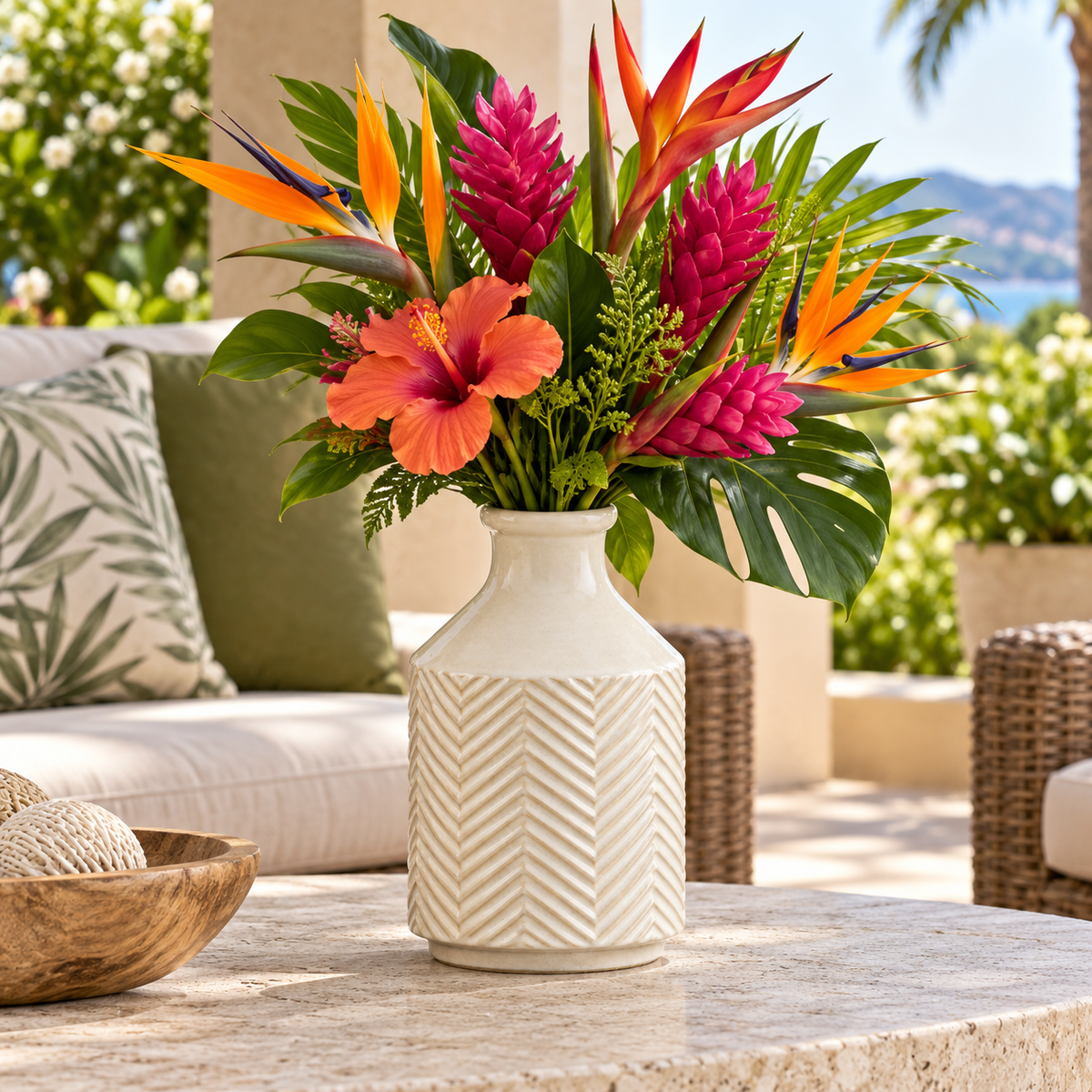 Vera Chevron Ceramic Vase