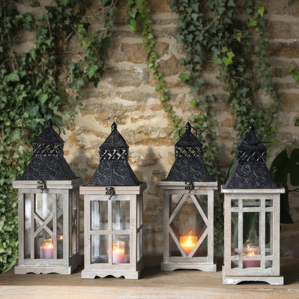 Taren Square Wood Lanterns (Set of 4)