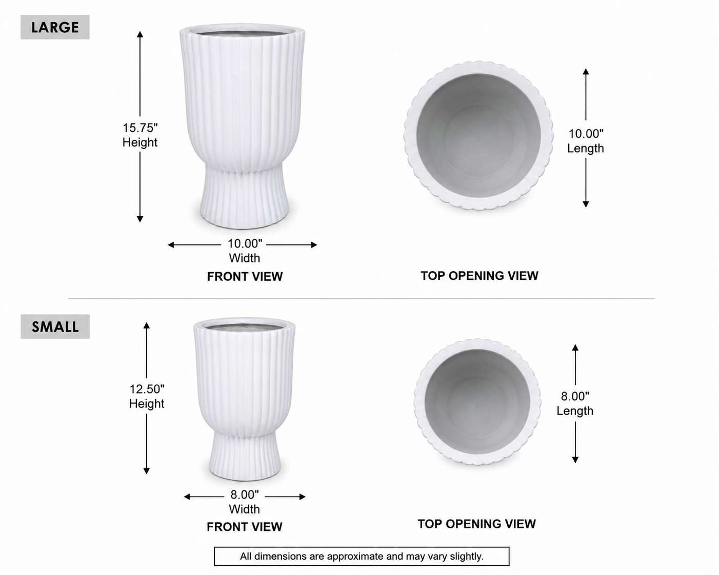Xena Fluted Pedestal Fiberglass Planter Set (Set of 2)