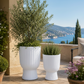 Xena Fluted Pedestal Fiberglass Planter Set (Set of 2)