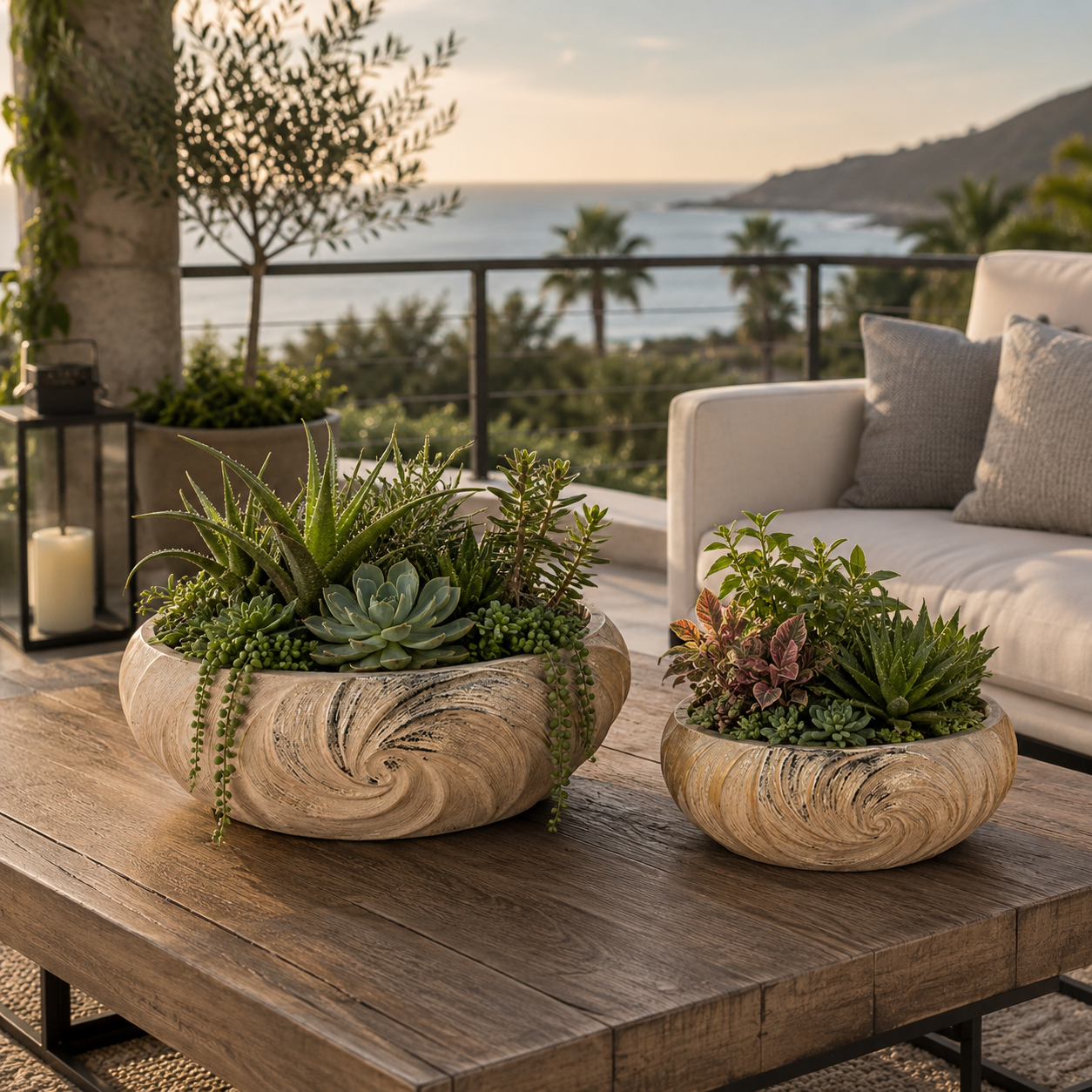 Zeinab Embossed Oval Planter Set (Set of 2)