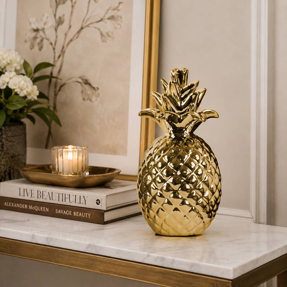 Zille Gold Ceramic Pineapple Figurine