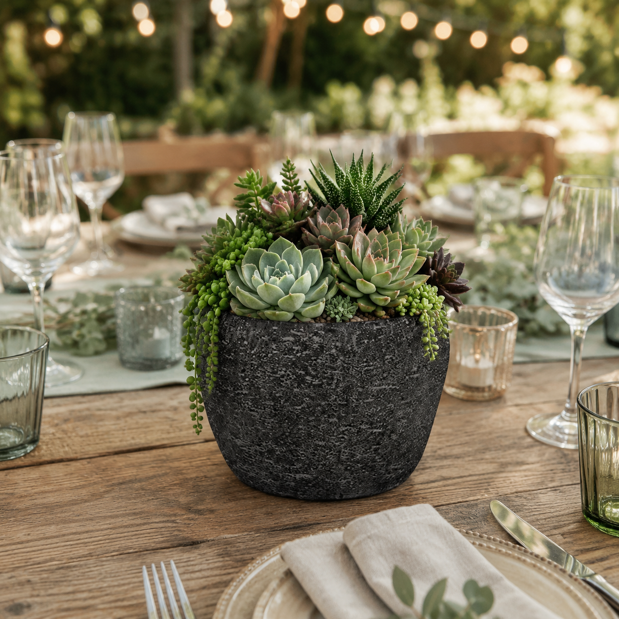 Droven Black Cement Pots