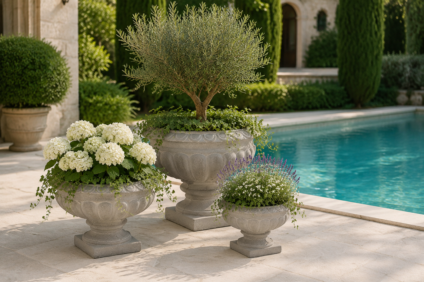 Pavion Low Classic Cement Urn Vase