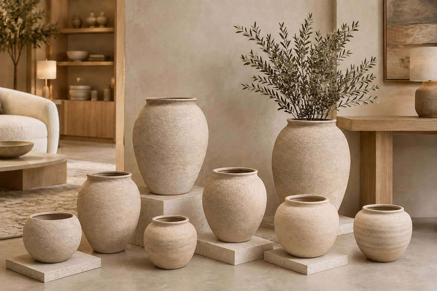 Ori Amphora-Style Textured Ceramic Vase